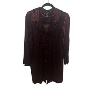 Citron Santa Monica Burgundy Velvet Tunic Top Size Large